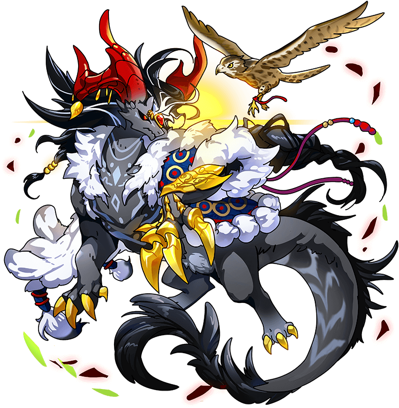 animal, bird, black_hair, black_sclera, blue_coat, braid, clothed_animal, coat