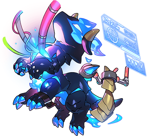 1other, blue_fire, cable, centauroid, dragon_village_(series), dragon_village_collection, fire, furry, game_cg, holographic_interface, lowres, no_mouth, official_art, taur, telos_gamma_(blue_knight)_(dragon_village), telos_gamma_(dragon_village), third-party_source, transparent_background