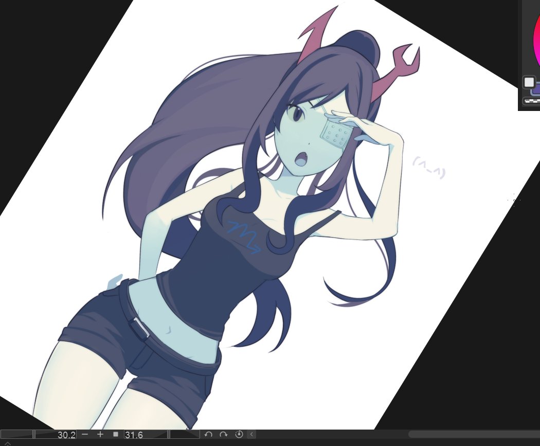1girl, black_shirt, colored_sclera, colored_skin, eyepatch, grey_skin, homestuck, horns