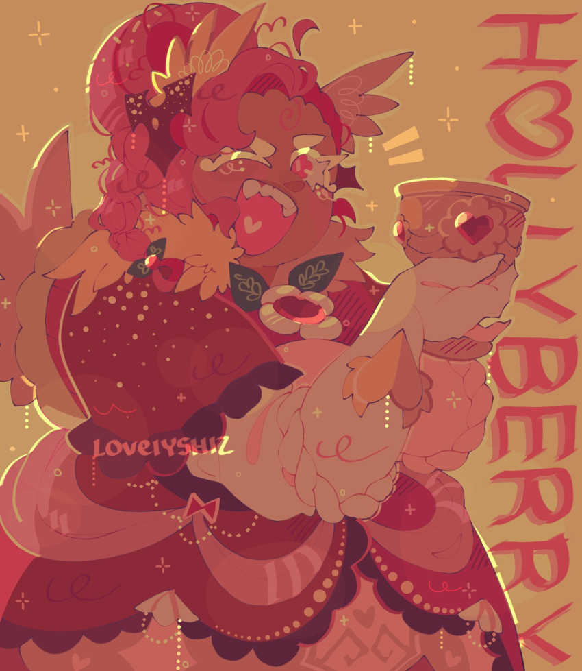 1girl, cookie_run, cookie_run:_kingdom, dress, gloves, hair_bun, highres, holding