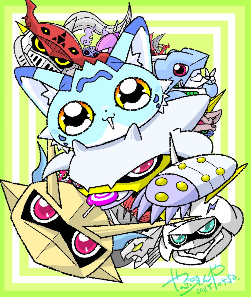 blue_fur, body_fur, candy, chibi, craniummon, dated, digimon, digimon_(creature)
