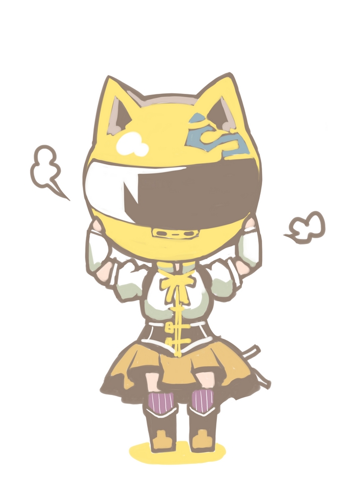 animal_helmet, cat_ears, celty_sturluson, chibi, durarara!!, helmet, luo., mahou_shoujo_madoka_magica