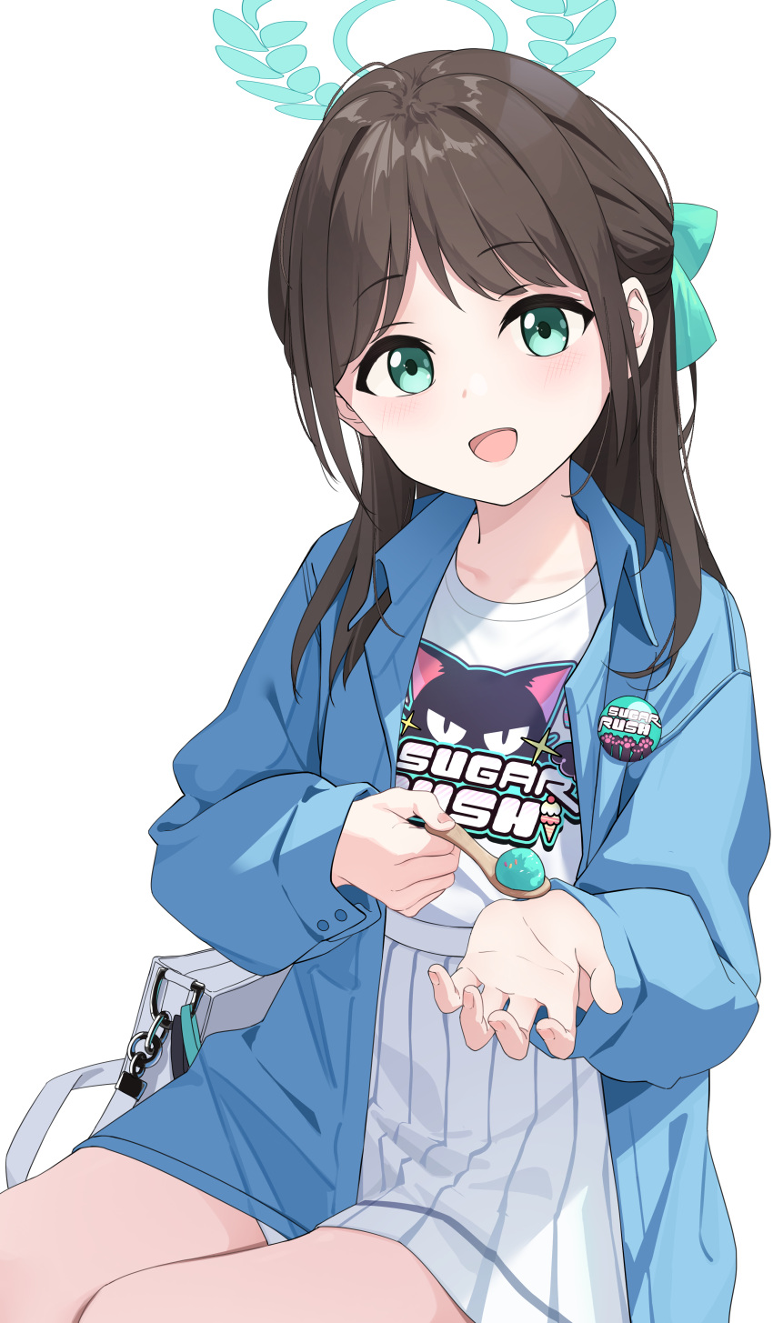 1girl, absurdres, airi_(band)_(blue_archive), airi_(blue_archive), animal_print, blue_archive, blue_jacket, blush