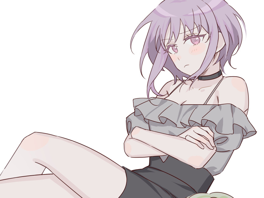 1girl, bang_dream!, bang_dream!_it's_mygo!!!!!, black_choker, black_skirt, choker, closed_mouth, commentary