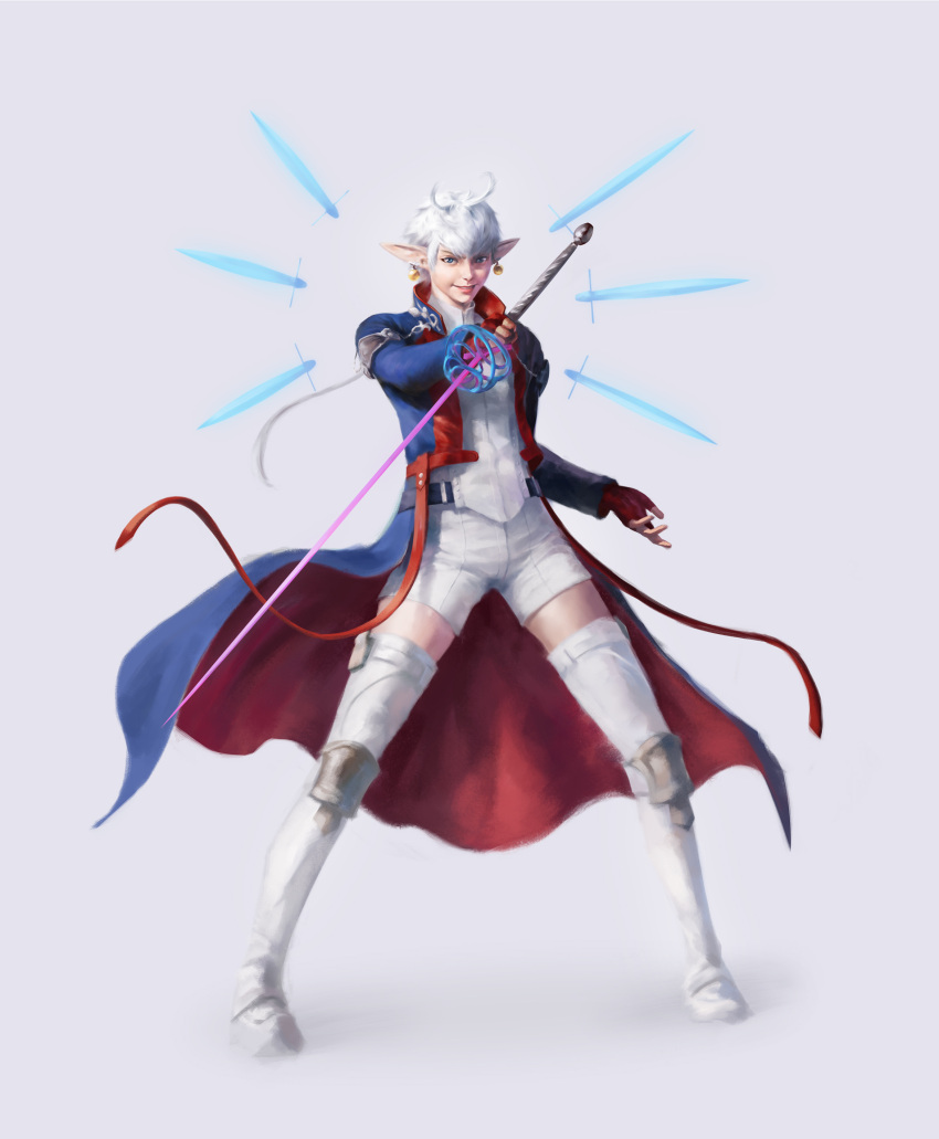 1other, absurdres, alisaie_leveilleur, alphinaud_leveilleur, blue_coat, boots, coat, earrings