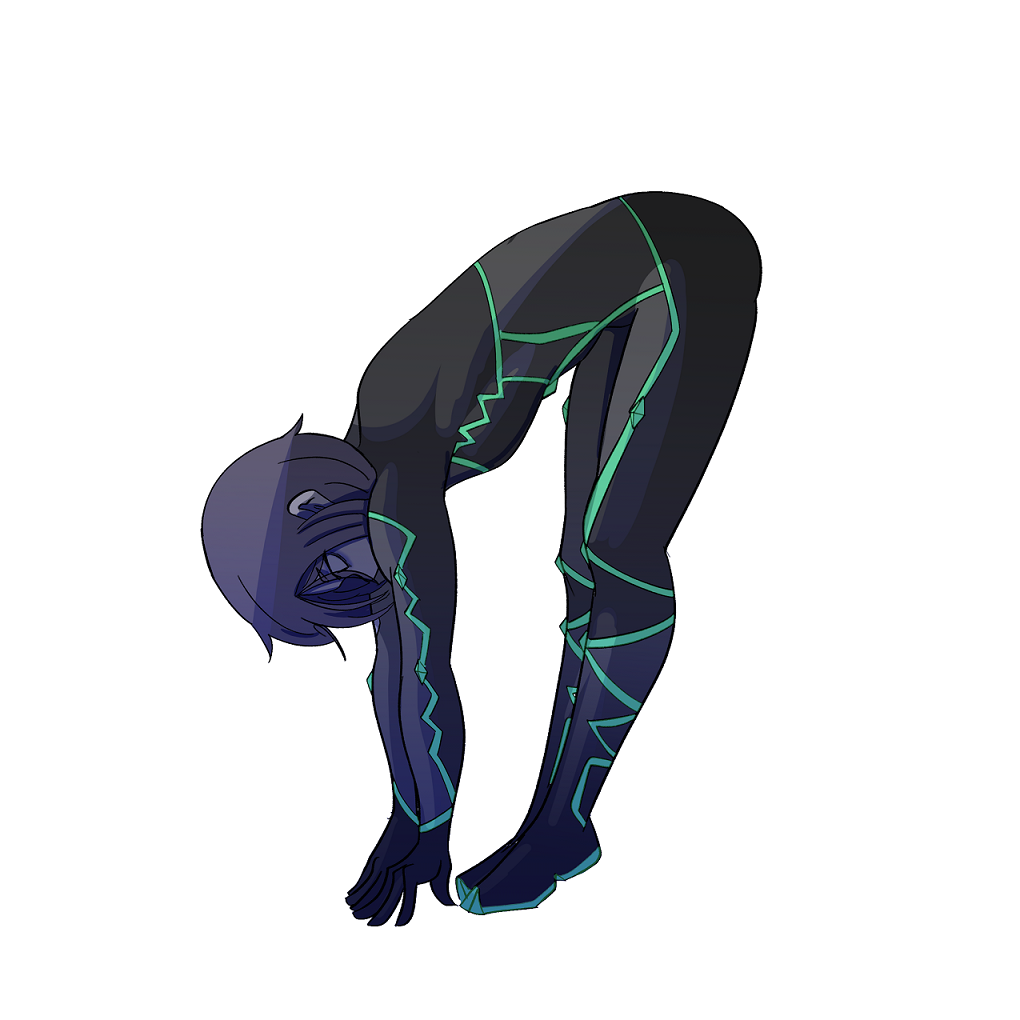 1girl, ardihel, black_bodysuit, black_eyeshadow, black_hair, blank_eyes, bodysuit, breasts