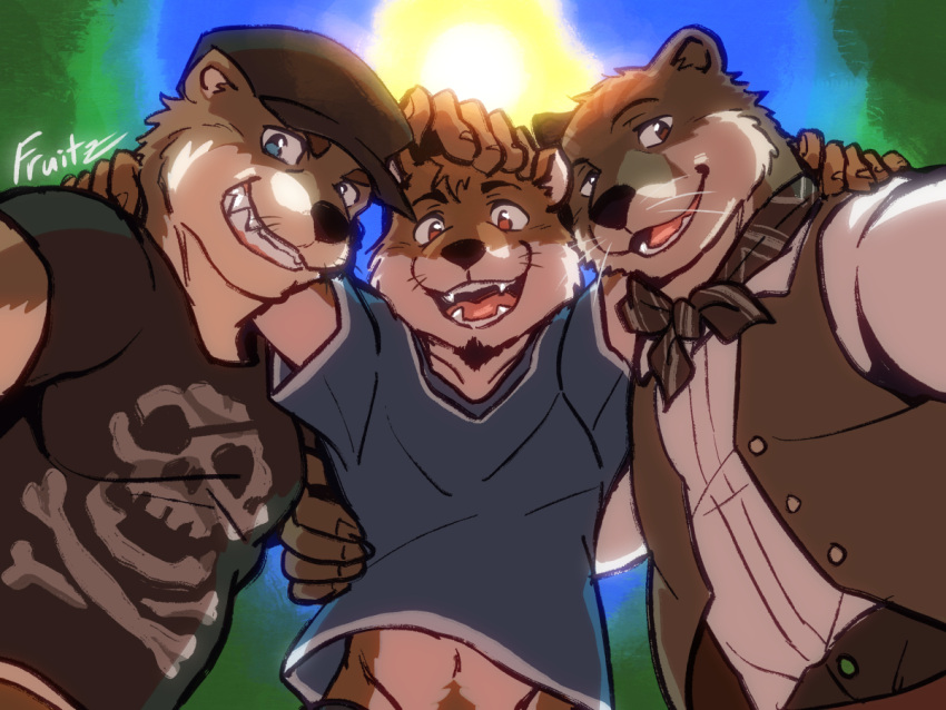 3boys, animal_ears, artist_name, chase_hunter, echo_(visual_novel), echo_project, english_commentary, facial_hair