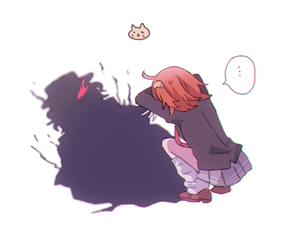 ..., 1girl, ahoge, cat_shadow_puppet_(meme), different_shadow, edmond_dantes_(fate), fate/grand_order, fate_(series)
