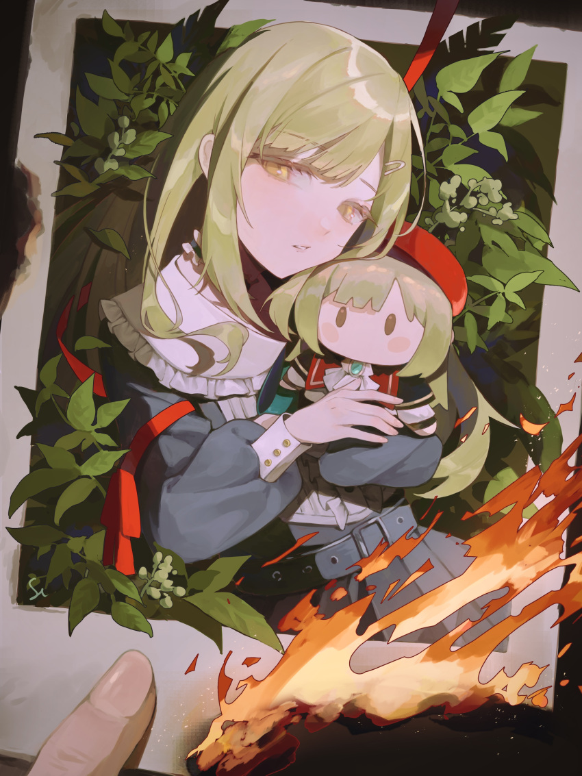 1girl, absurdres, bang_dream!, bang_dream!_it's_mygo!!!!!, belt, belt_buckle, buckle, burning