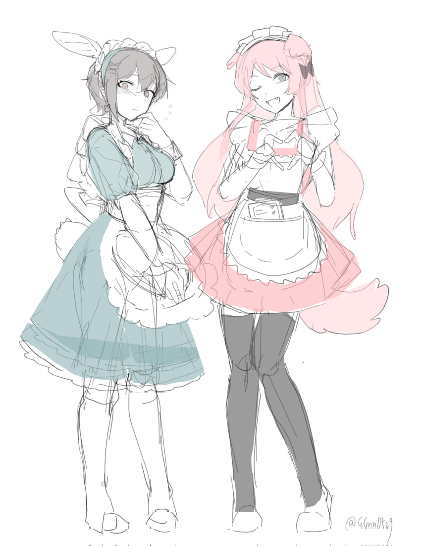 2girls, bang_dream!, bang_dream!_it's_mygo!!!!!, blush, chihaya_anon, closed_mouth, fang, grey_eyes