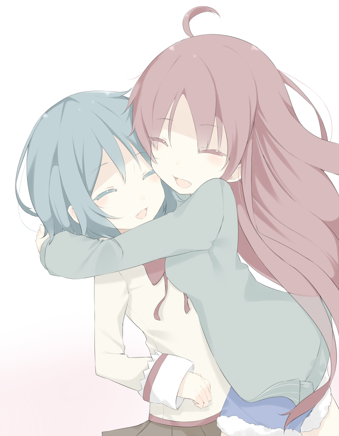 alternate_hairstyle, bad_id, blue_hair, blush, casual, closed_eyes, eyes_closed, face