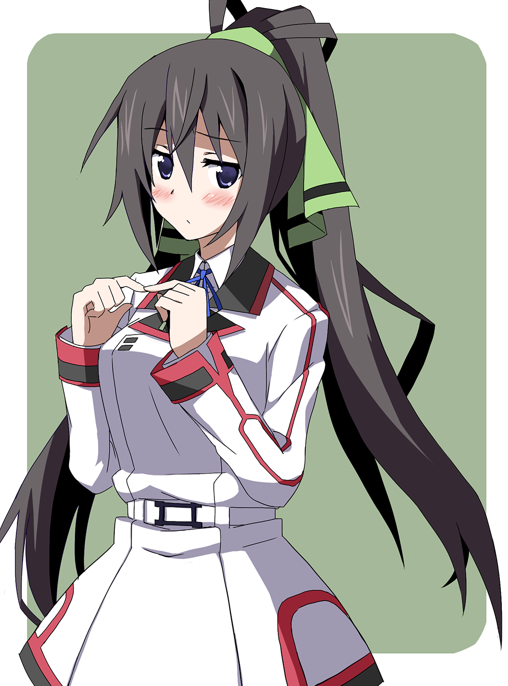 blue_eyes, blush, exion_(neon), fidgeting, highres, infinite_stratos, long_hair, ponytail