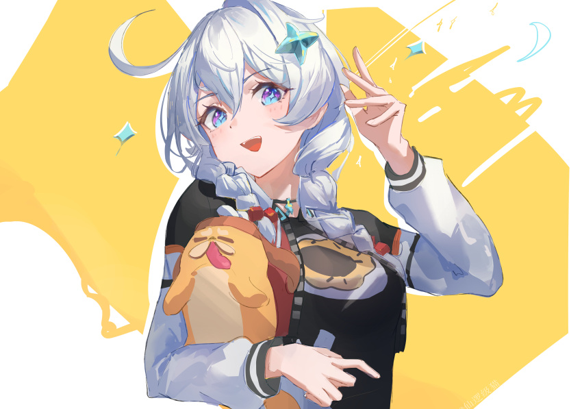 1girl, absurdres, ahoge, animal, black_jacket, black_shirt, breasts, chinese_commentary