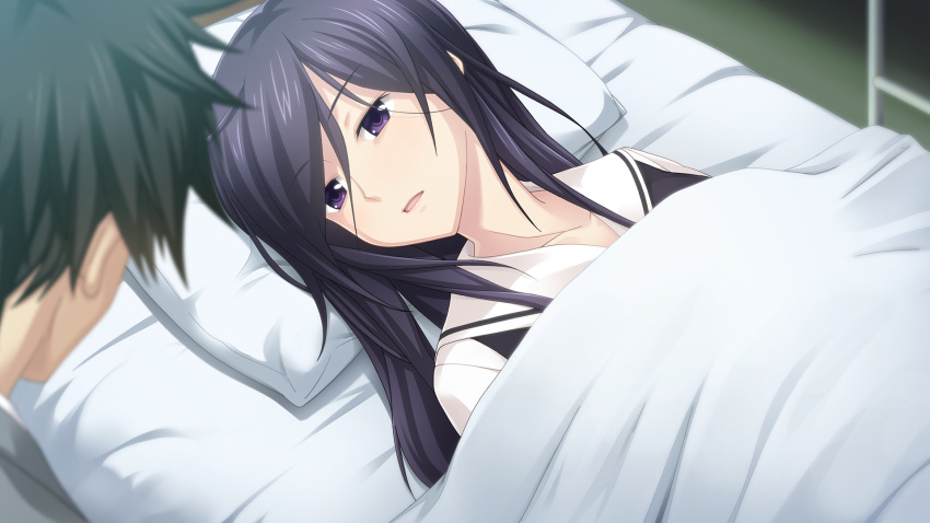 1boy, 1girl, black_hair, chaos;child, chaos;child_love_chu_chu!, collarbone, collared_shirt, ears_visible_through_hair