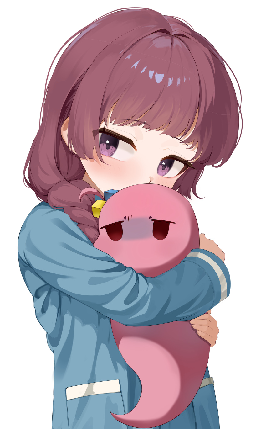 1girl, absurdres, agm, alternate_costume, blue_shirt, bocchi_the_rock!, braid, braided_ponytail