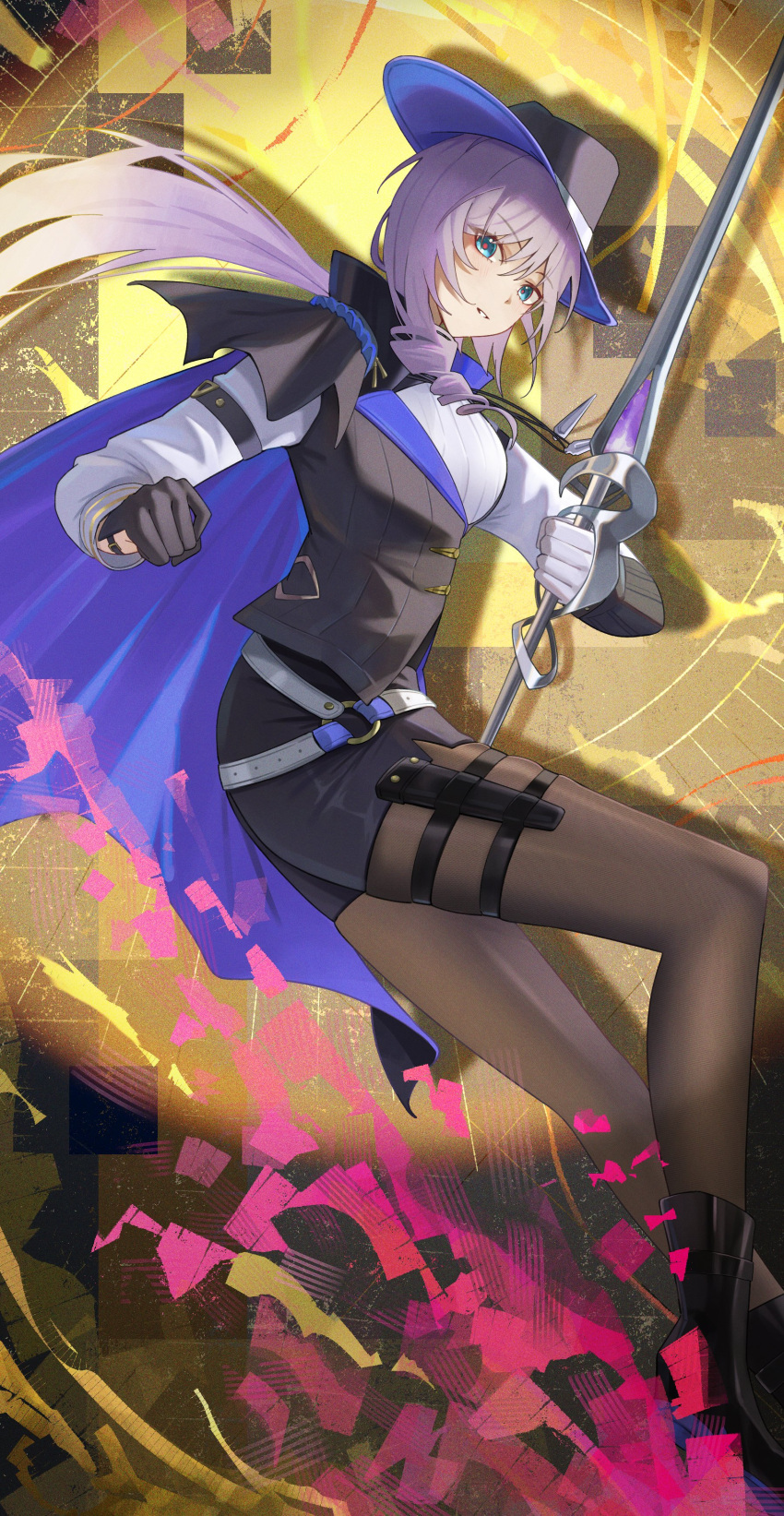 1girl, absurdres, akirahong_1130, ankle_boots, asymmetrical_gloves, belt, black_boots, black_gloves