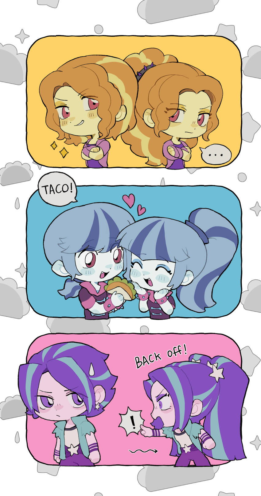 !, ..., 3boys, 3girls, :d, absurdres, adagio_dazzle, adagio_dazzle_(human)