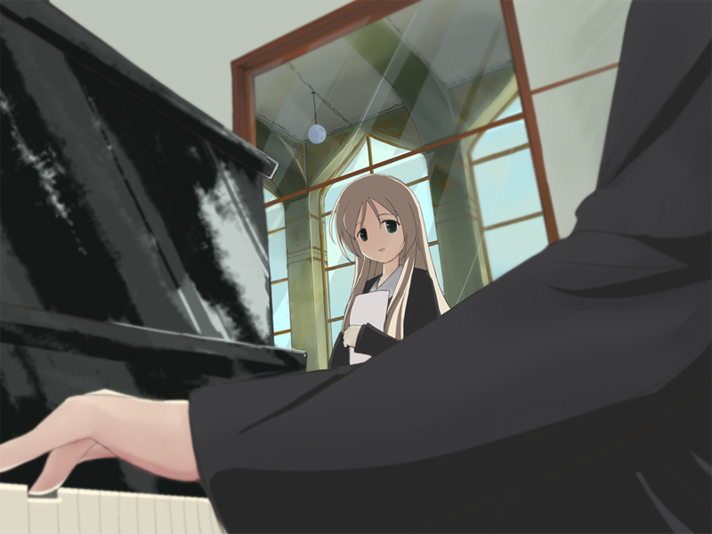 1boy, 1girl, angilar, brown_hair, chris_vertin, falsita_fawcett, holding, holding_paper