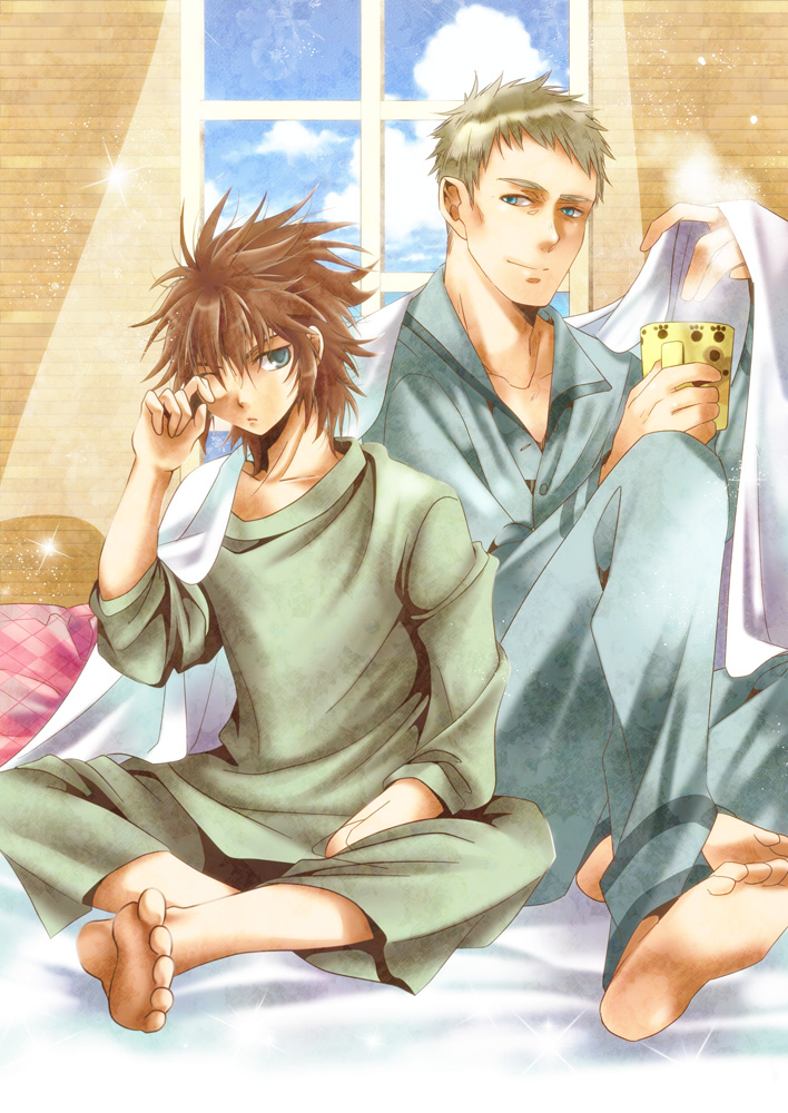 2boys, father_and_son, hanei, leo_ilias, leo_regulus, multiple_boys, saint_seiya, saint_seiya:_the_lost_canvas