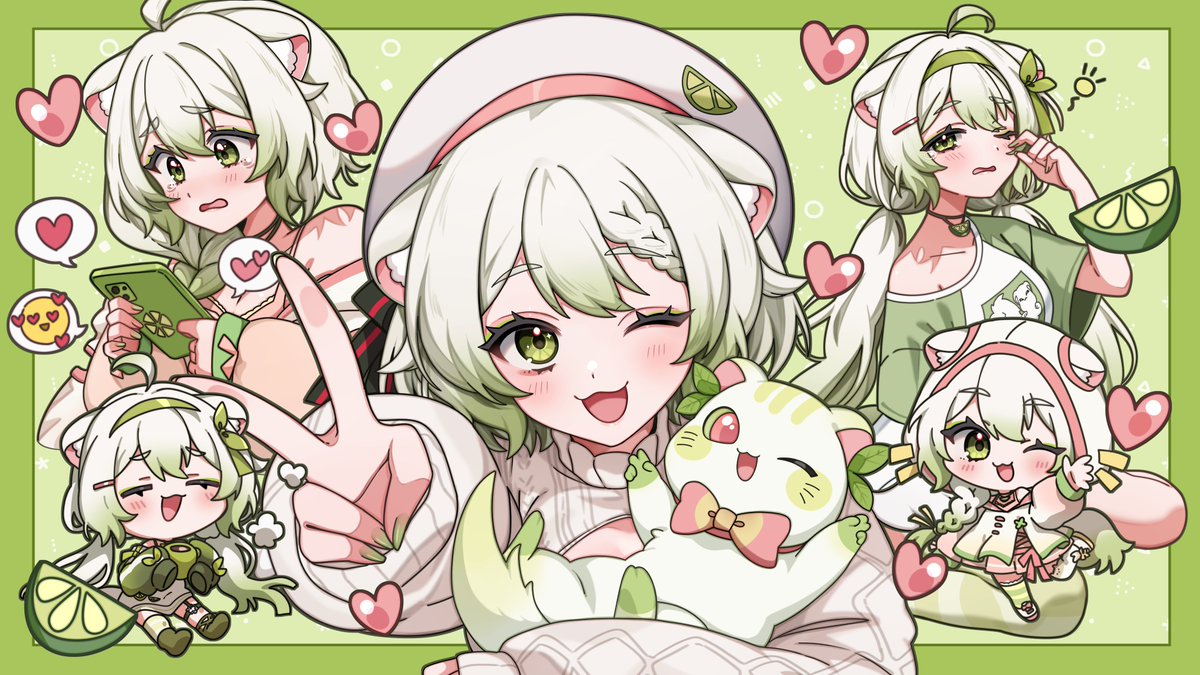 1boy, 1girl, ahoge, animal_ears, bare_shoulders, blush, breasts, cellphone