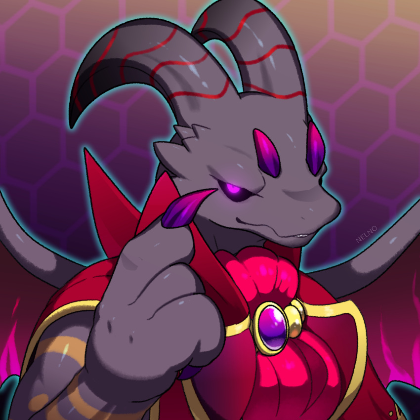 1other, ascot, black_sclera, cape, claws, colored_sclera, dragon, dragon_village_(series)