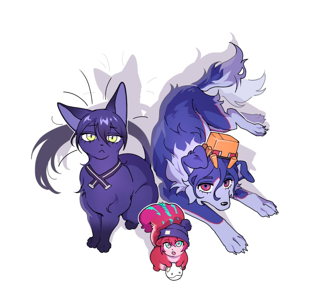 amate_yuzuriha, animal_focus, animalization, beanie, blue_eyes, blue_fur, cat, conch_(gundam)