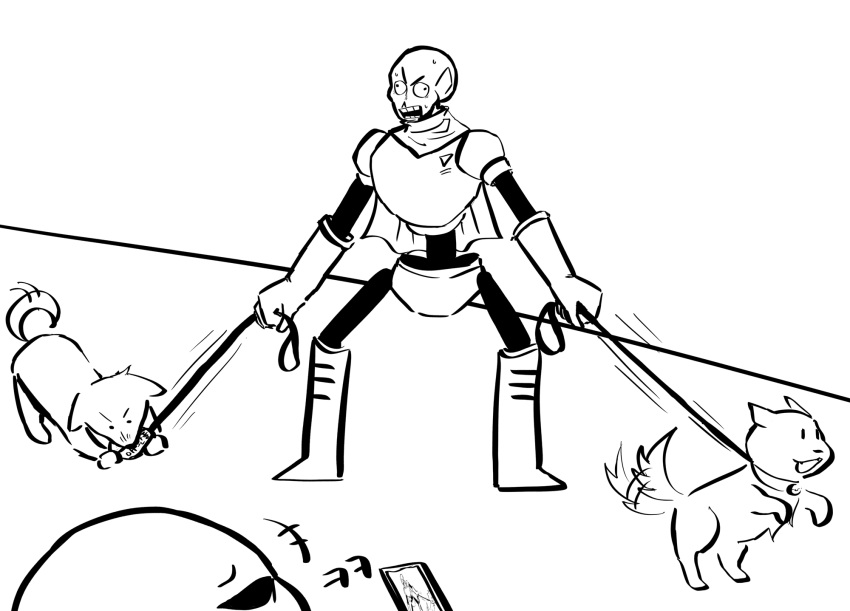 2025, 2boys, 2d, animal, annoying_dog, armor, boots, brothers