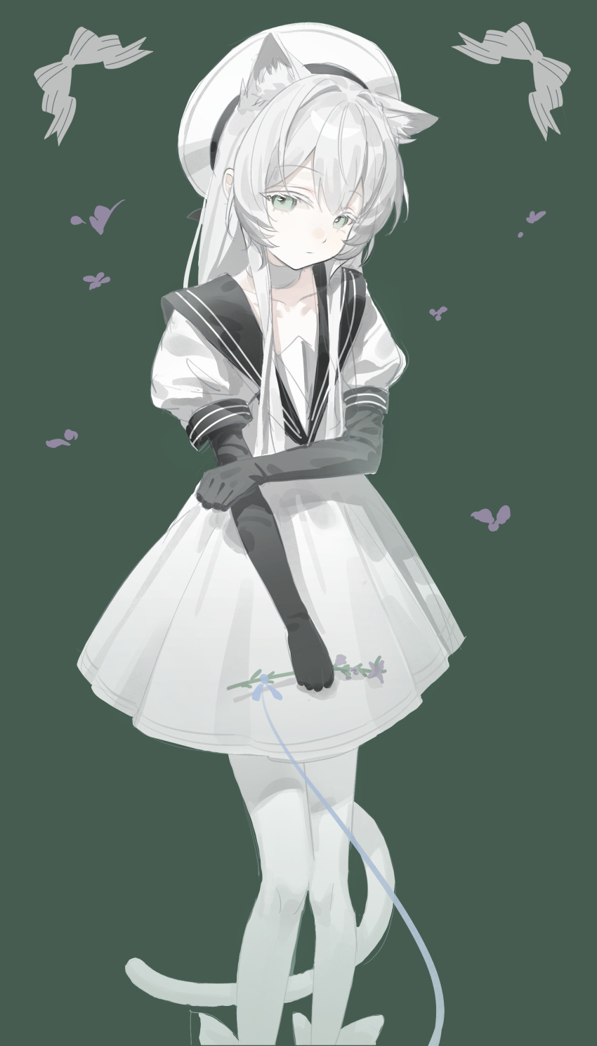 1girl, absurdres, alternate_costume, animal_ear_fluff, animal_ears, arknights, black_gloves, black_sailor_collar