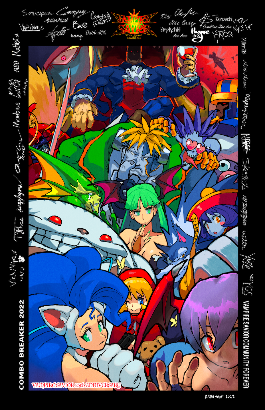 2022, anakaris, anniversary, b.b._hood, bee, bishamon_(darkstalkers), bug, commentary