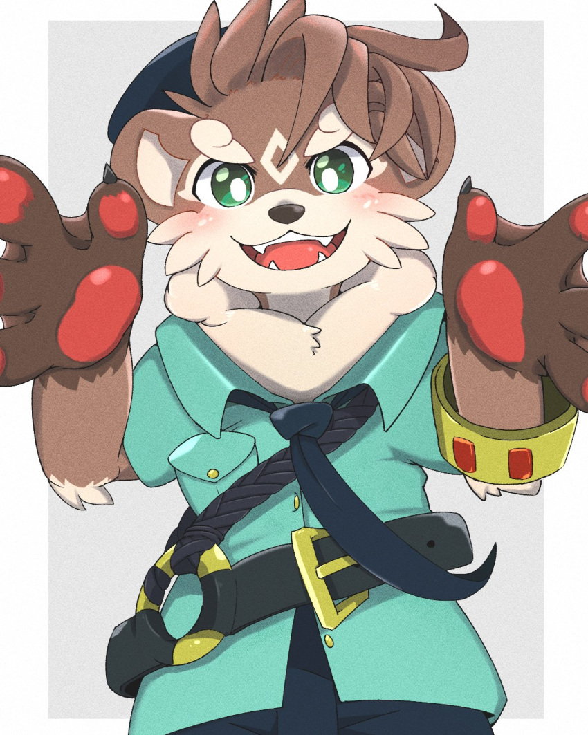 1boy, bad_id, bad_twitter_id, blush, claws, fangs, furry, furry_male
