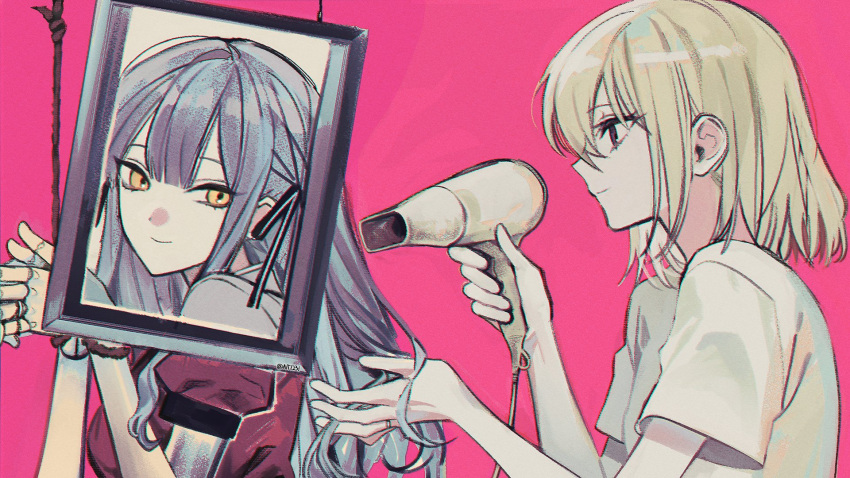 2girls, aunt_and_niece, bang_dream!, bang_dream!_it's_mygo!!!!!, blonde_hair, blue_hair, bound, bound_wrists