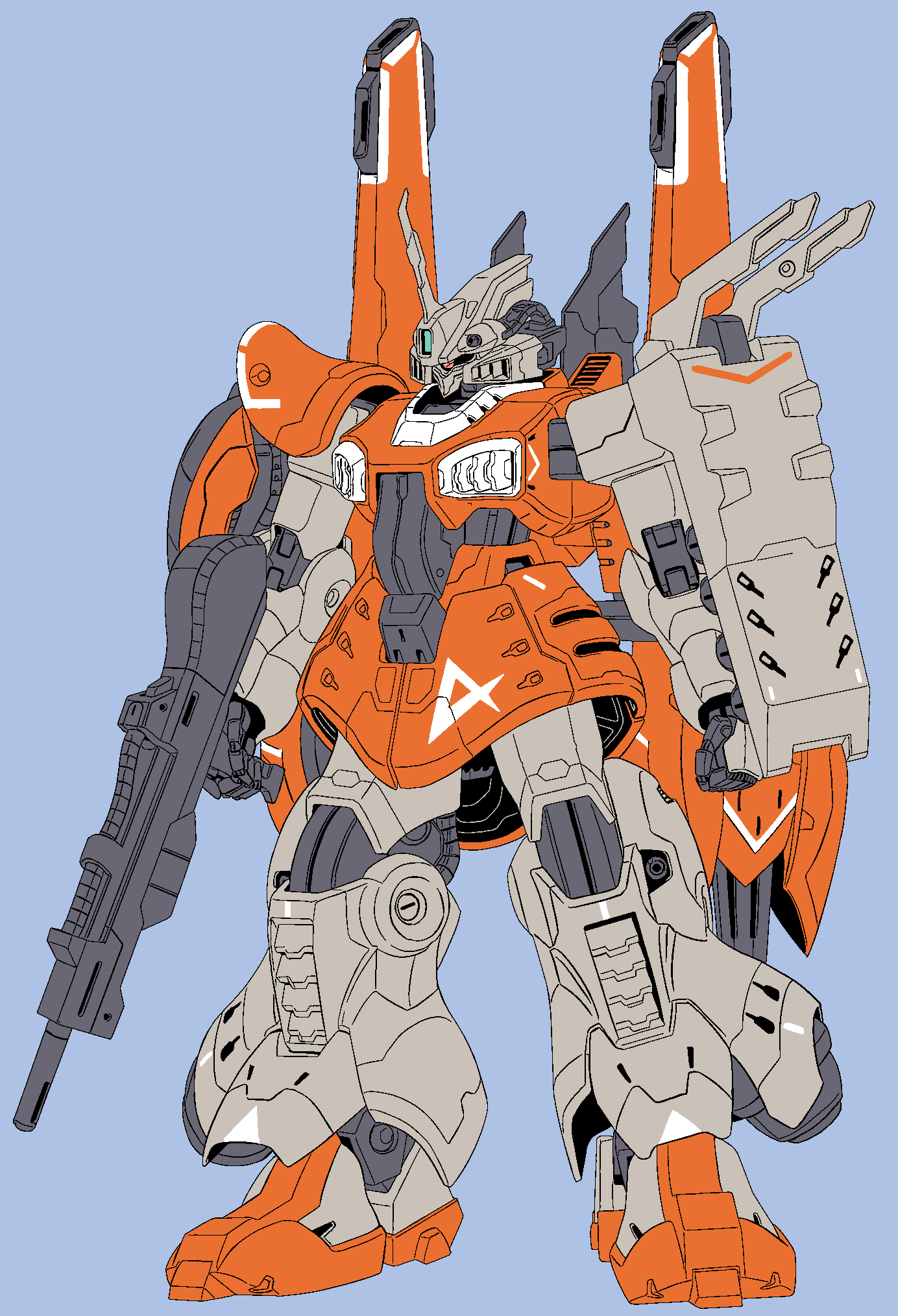 amuro_ray, beam_rifle, blue_background, cable, concept_art, derivative_work, dijeh, earth_federation_space_forces