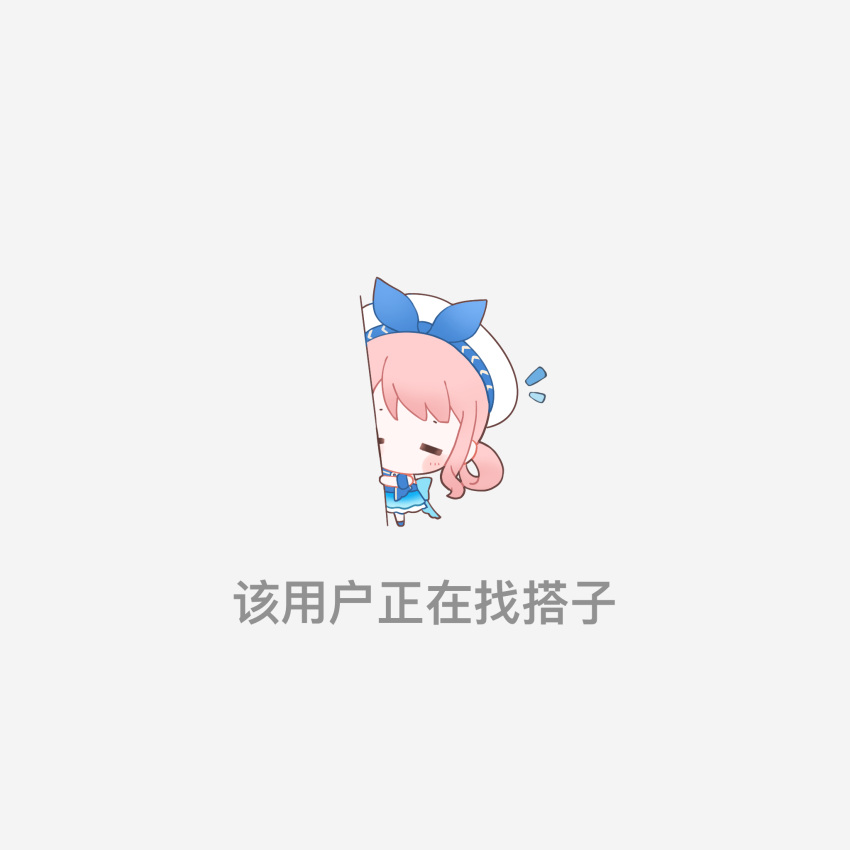 1girl, =_=, against_wall, back_bow, baonu_de_zhanshen_caibutou, bare_shoulders, beret, blue_bow
