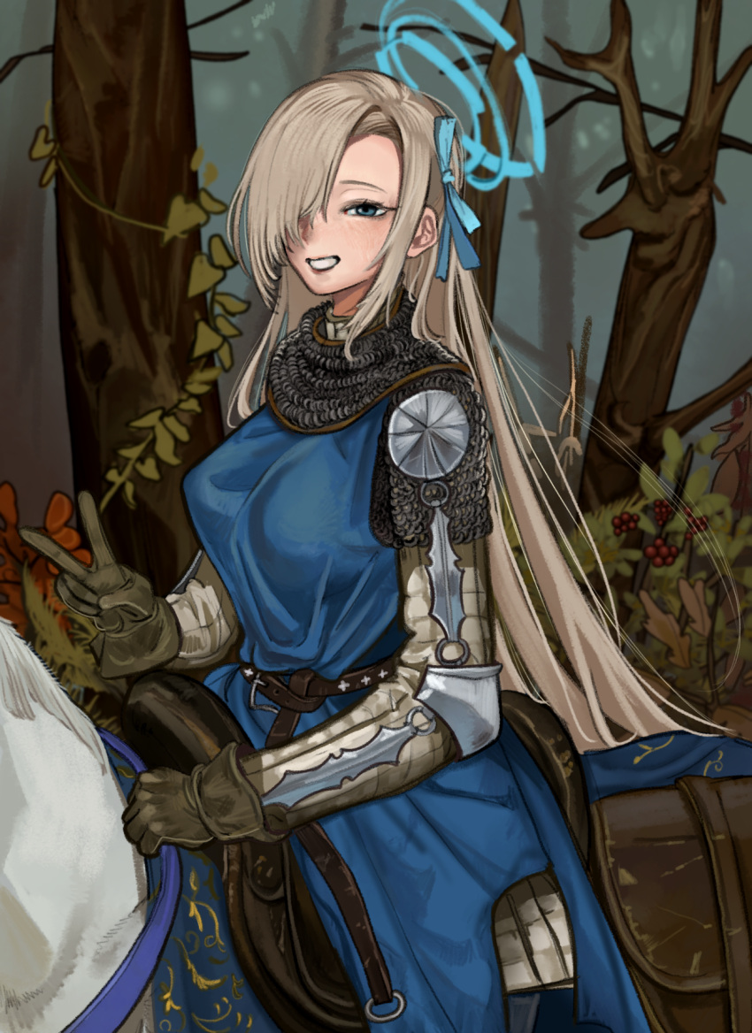 1girl, alternate_costume, arm_armor, armor, asuna_(blue_archive), blonde_hair, blue_archive, blue_eyes