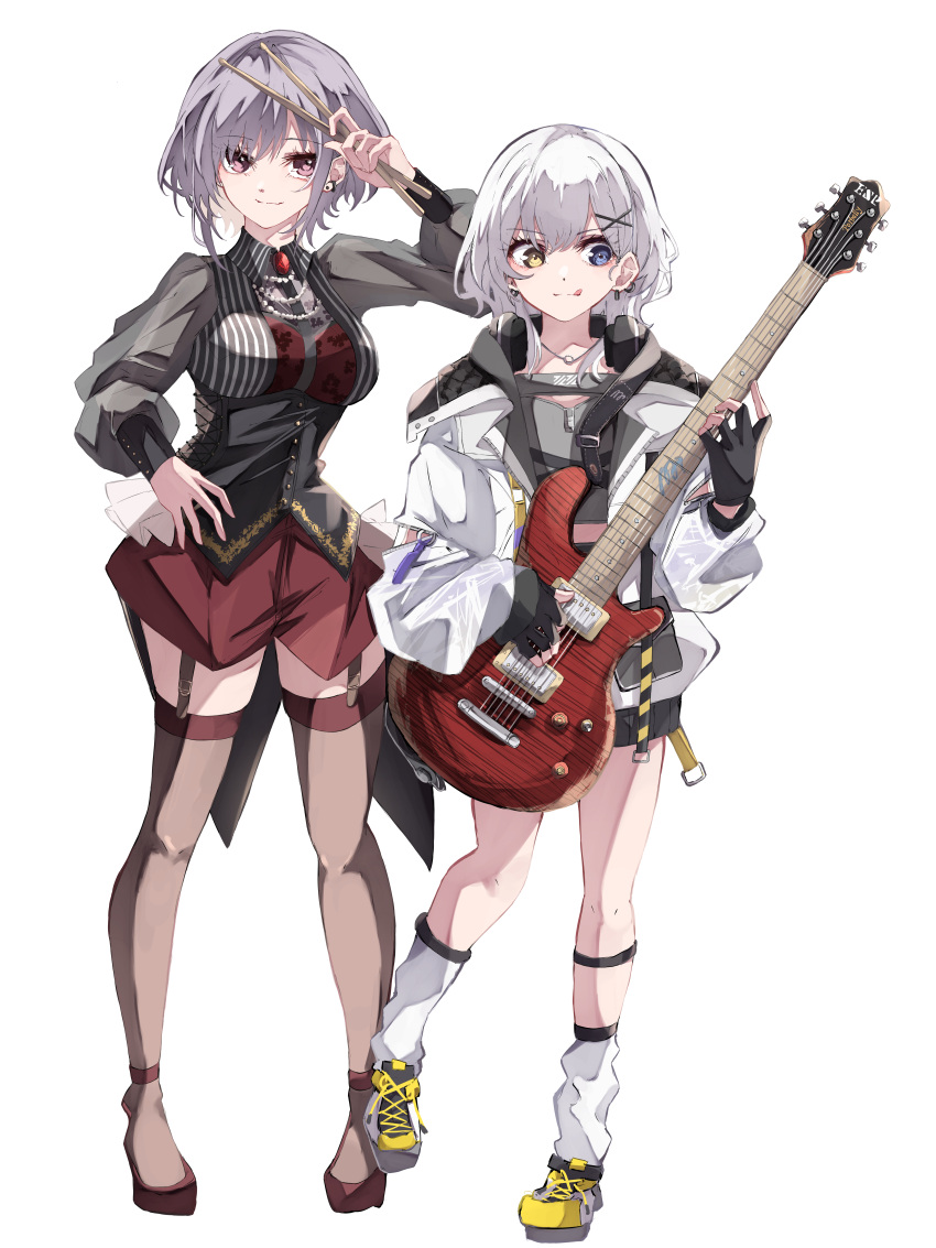 2girls, absurdres, amoris_(bang_dream!), bang_dream!, bang_dream!_it's_mygo!!!!!, black_corset, black_gloves, black_shirt