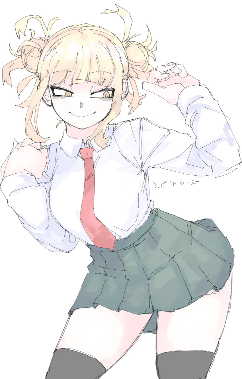 1girl, absurdres, blonde_hair, blunt_bangs, boku_no_hero_academia, hair_bun, highres, mocamocaink