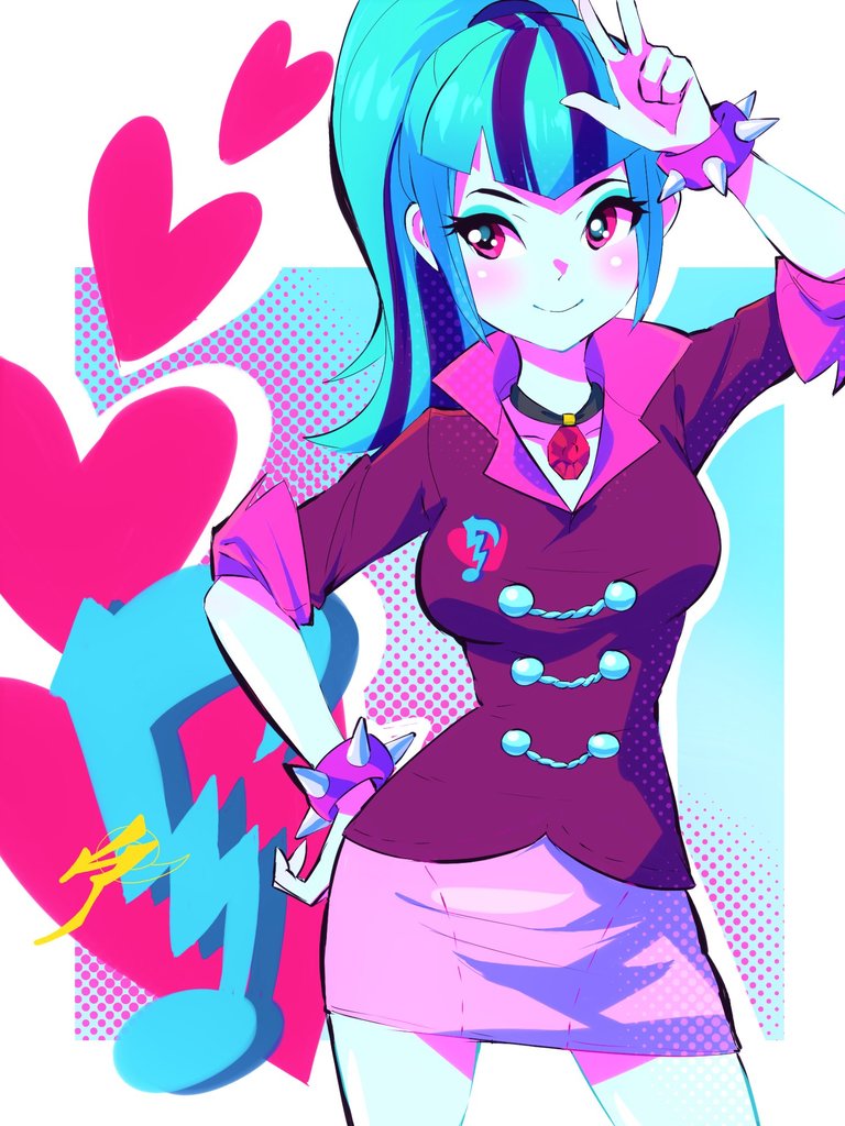 1girl, aetherion, aqua_eyeshadow, arm_up, bad_id, bad_twitter_id, black_choker, blue_background