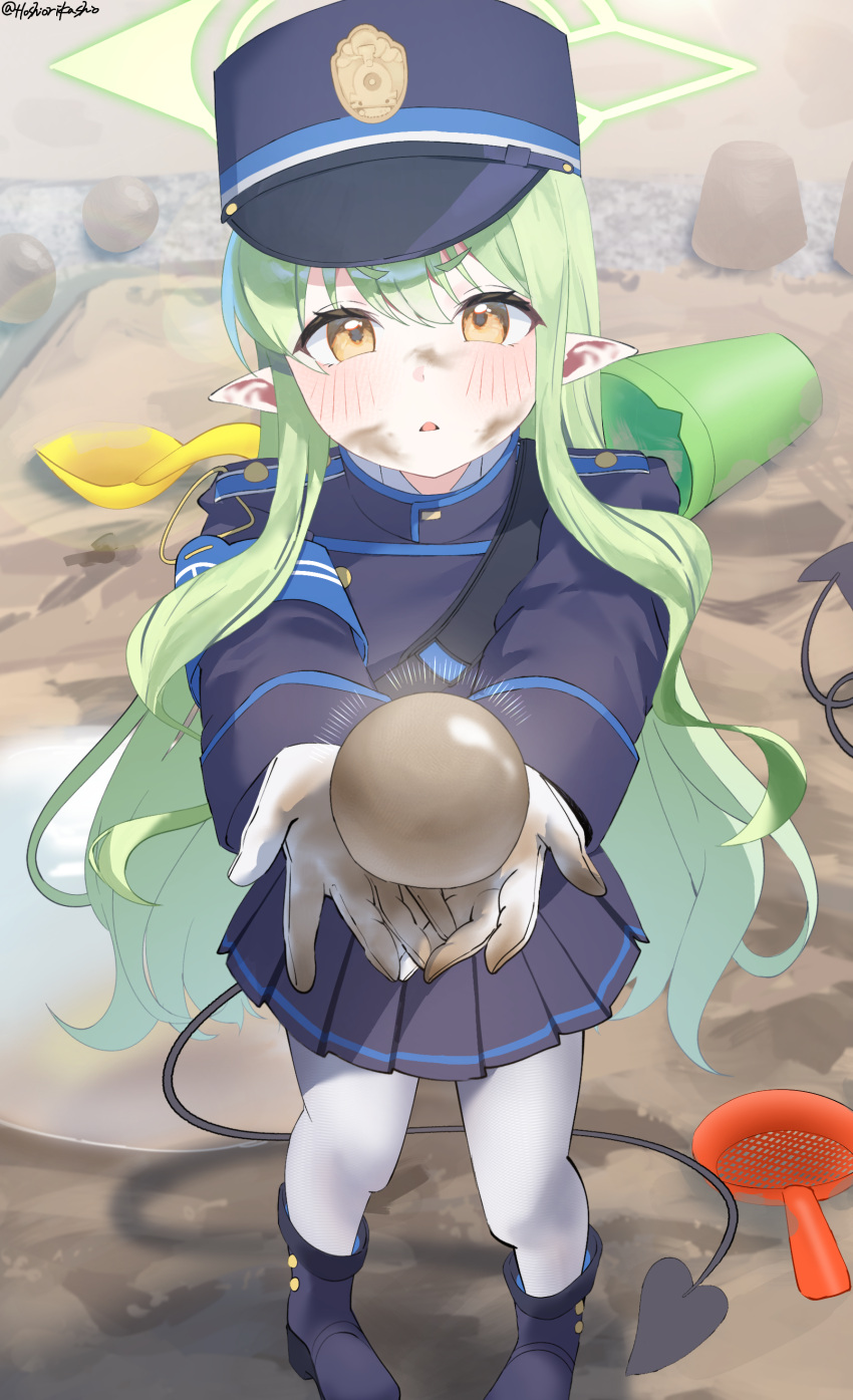 absurdres, armband, artist_name, ball, black_hat, black_jacket, black_skirt, black_tail