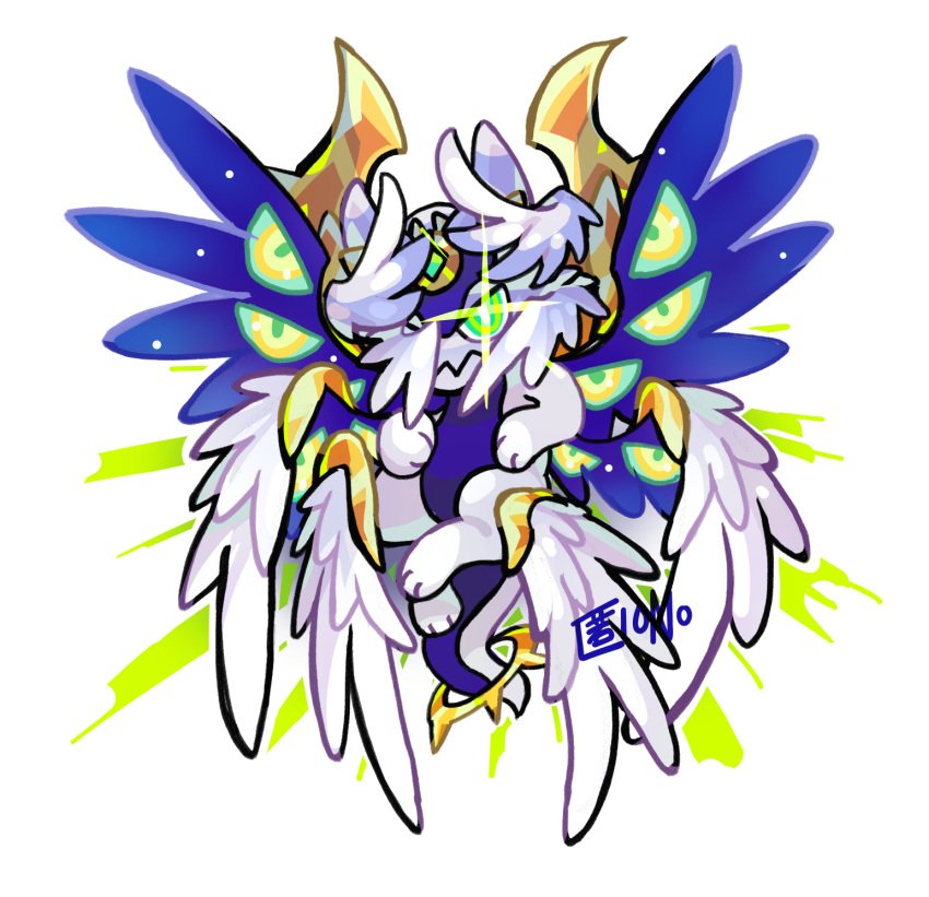 1other, angel, blue_wings, chibikemo, commentary_request, dragon, dragon_village_(series), dragon_village_collection