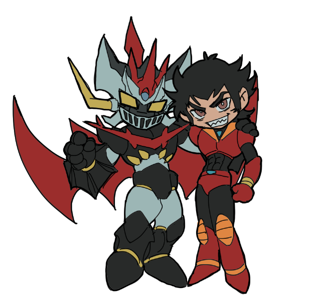 1boy, aayes19, abs, arm_around_shoulder, armor, black_armor, black_bodysuit, black_hair