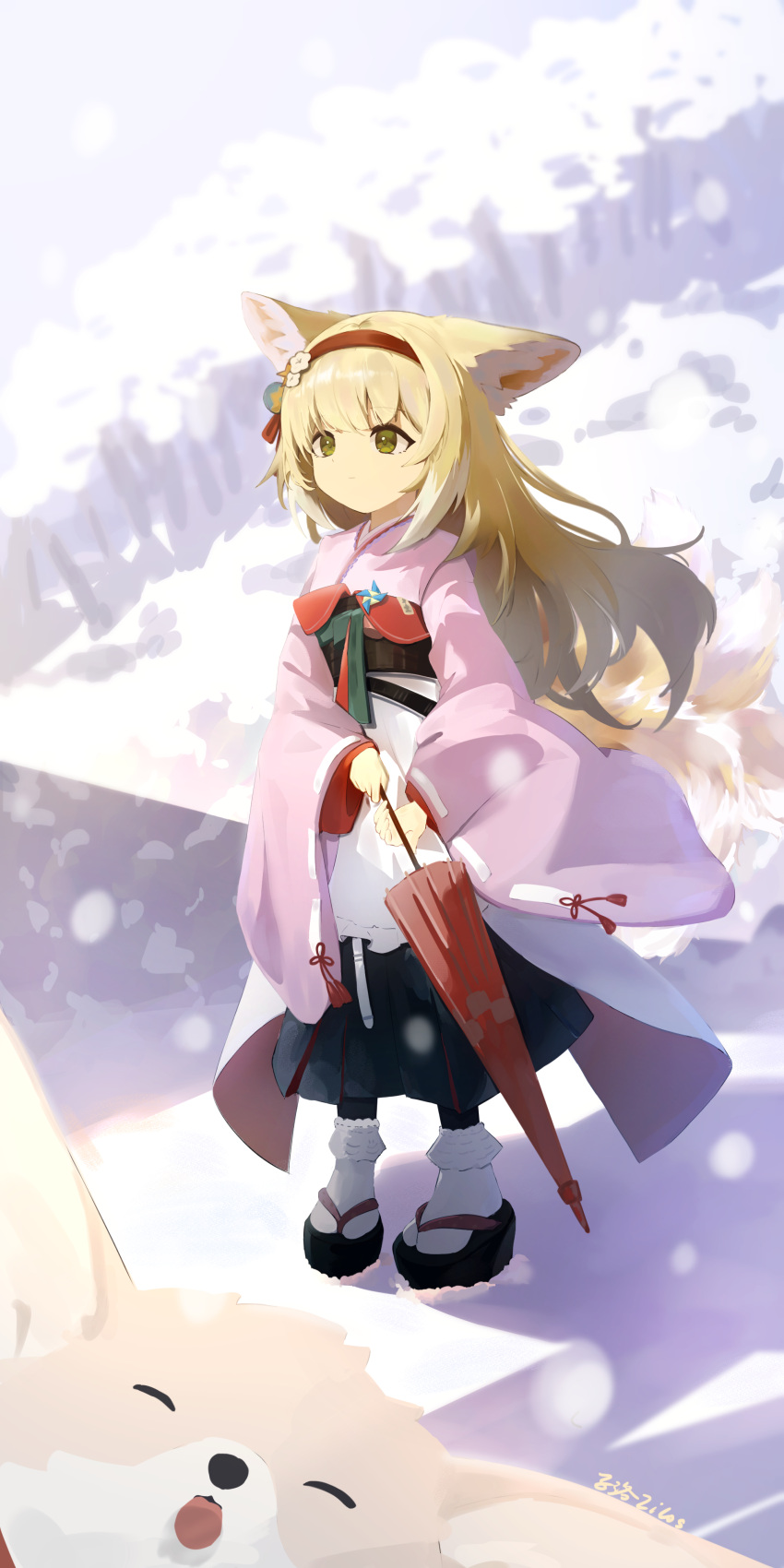 1girl, absurdres, against_fourth_wall, animal_ears, arknights, artist_name, blonde_hair, bobby_socks