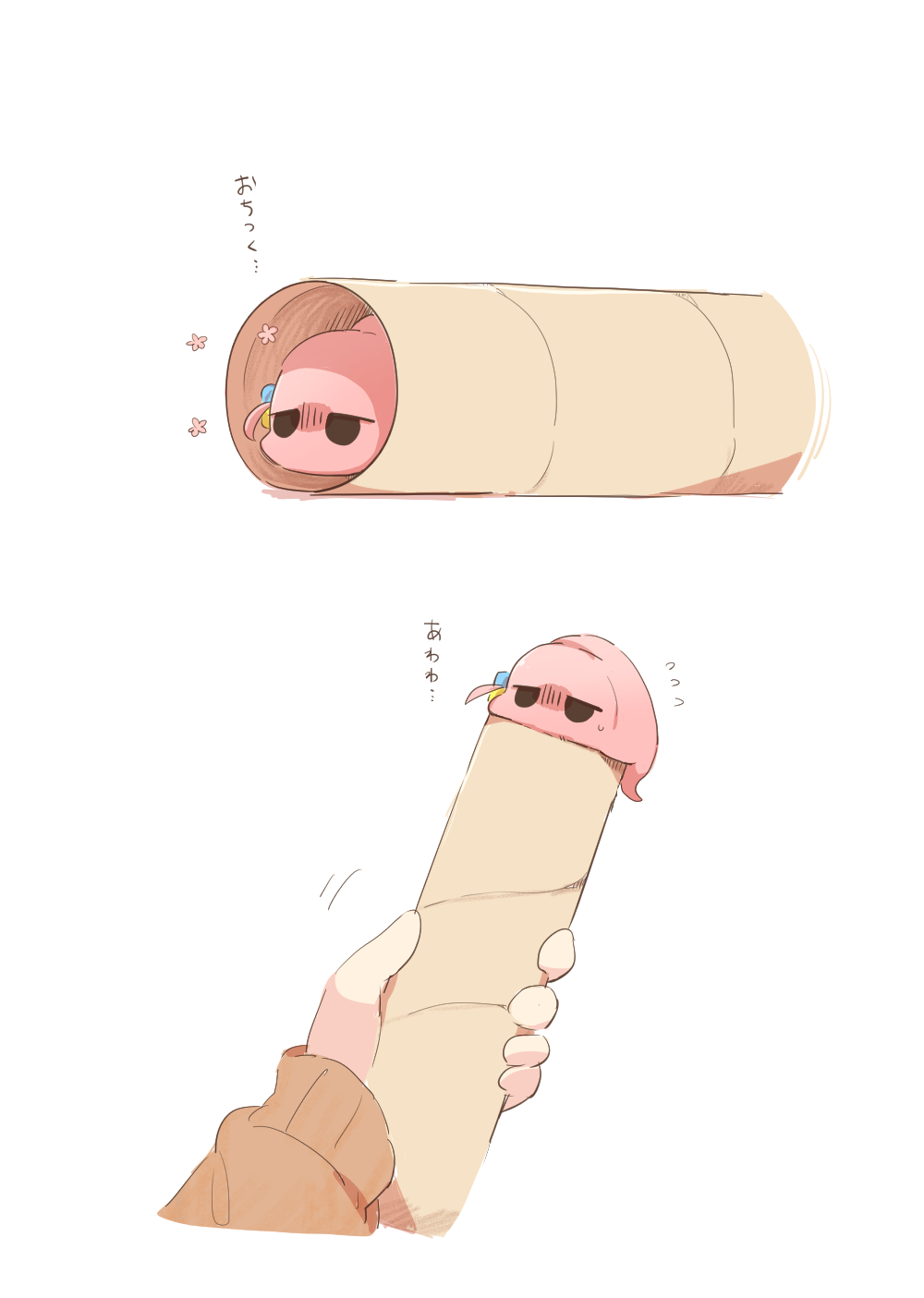 1girl, bocchi_the_rock!, brown_sweater, cube_hair_ornament, flying_sweatdrops, gotoh_hitori, gotoh_hitori_(tsuchinoko), hair_ornament