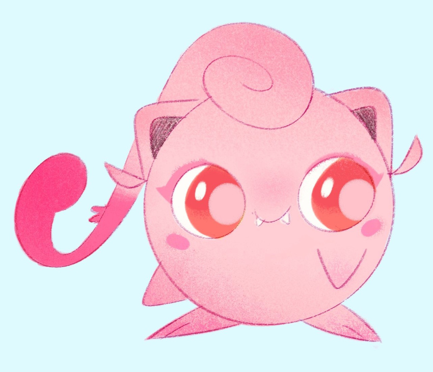 alternate_color, blush_stickers, body_fur, fangs, fangs_out, full_body, looking_to_the_side, no_humans, official_alternate_color, official_alternate_eye_color, pink_fur, pokemon, pokemon_(creature), pokemon_focus, red_eyes, scream_tail, shgrcube, shiny_pokemon, smile, solo