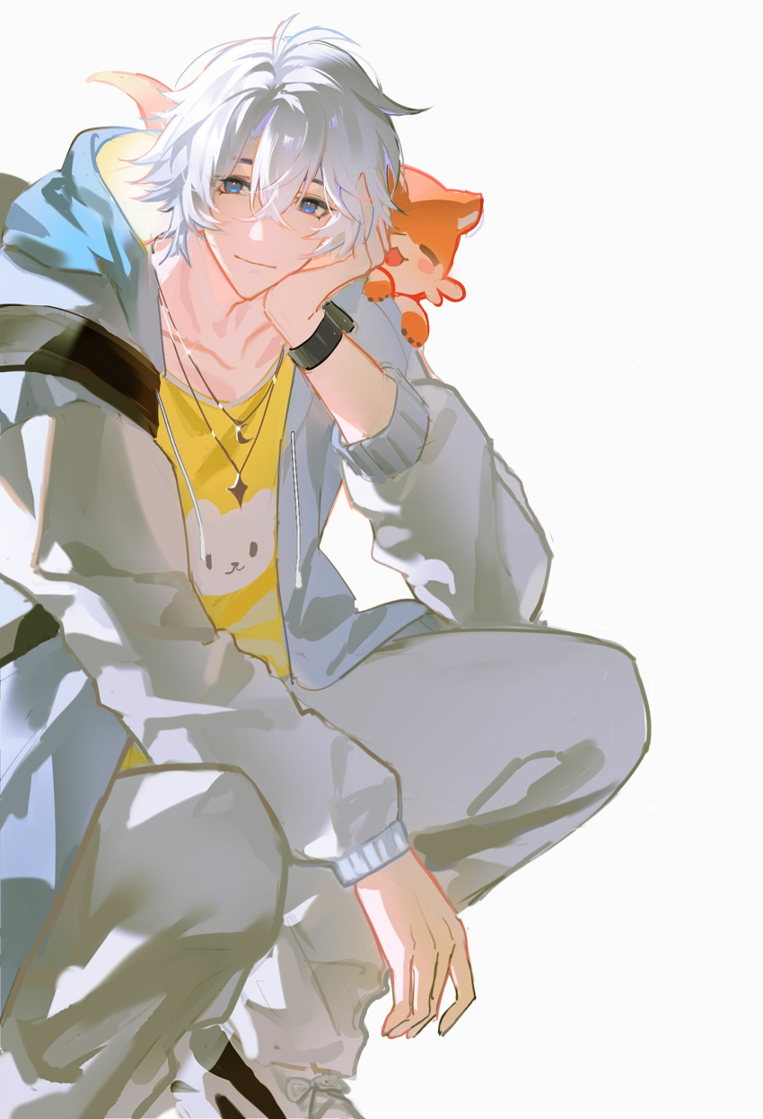 1boy, alternate_costume, antenna_hair, backpack, bag, black_bag, blue_eyes, blue_jacket