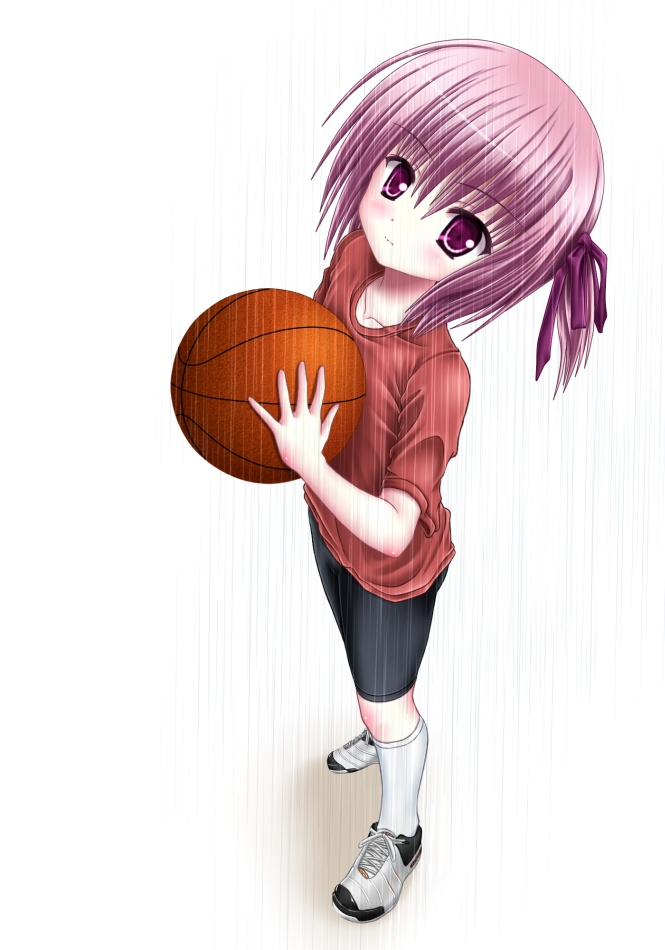bike_shorts, foreshortening, minato_tomoka, mushoku_no_hourousha, purple_eyes, purple_hair, ro-kyu-bu!, rou-kyuu-bu!