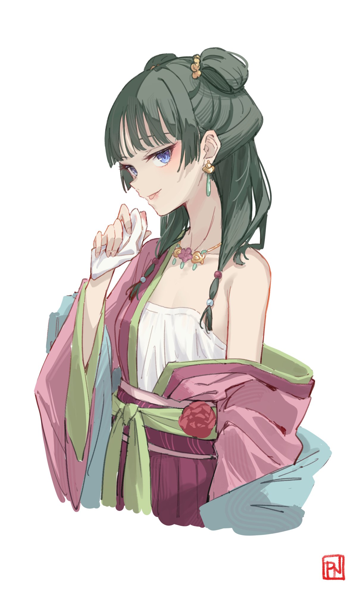 1girl, aoqun, blue_eyes, chinese_clothes, commentary, double_bun, earrings, flat_chest