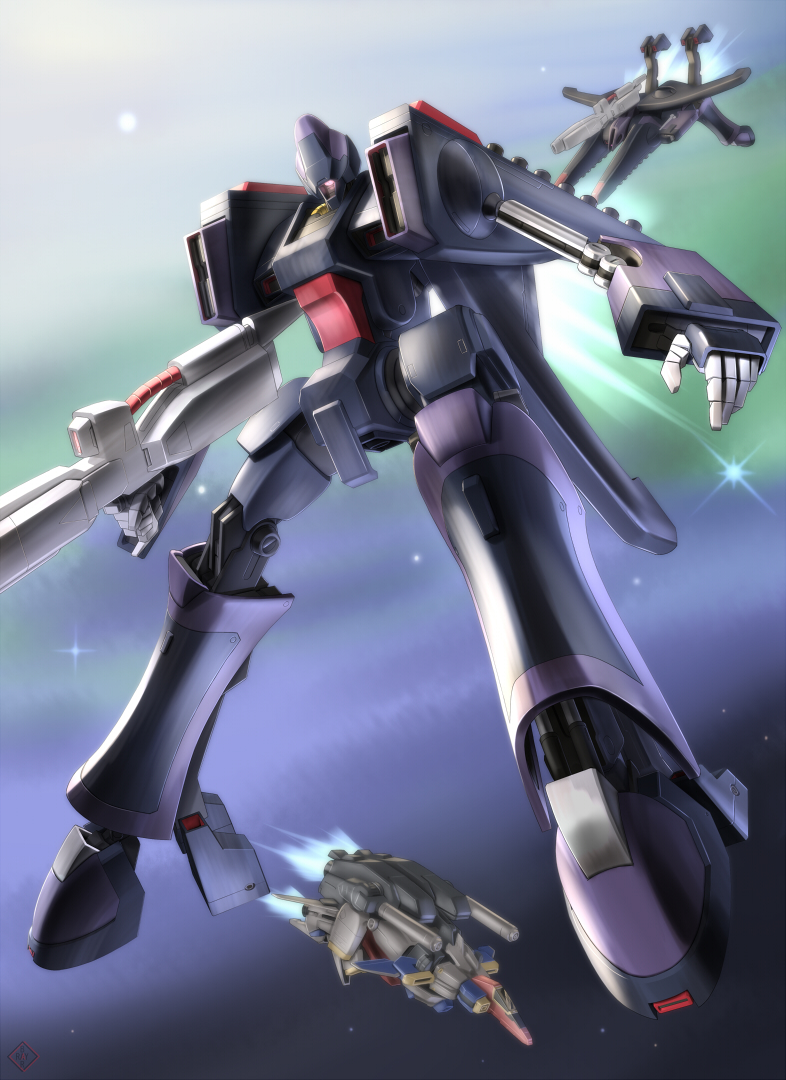 aircraft, beam_rifle, core_base, ga-zowmn, gaza-e, gun, gundam, gundam_zz