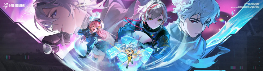 1boy, 4girls, blue_eyes, fate_trigger:_the_novita, highres, huxley_(trigger_of_fate_the_novita), kira_(trigger_of_fate_the_novita), looking_at_viewer