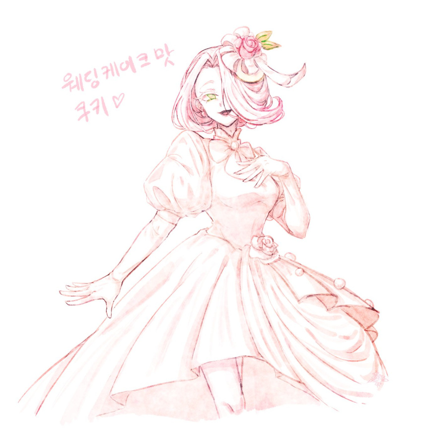1girl, bridal_veil, cookie_run, cookie_run:_kingdom, cross-shaped_pupils, dress, gloves, hair_intakes