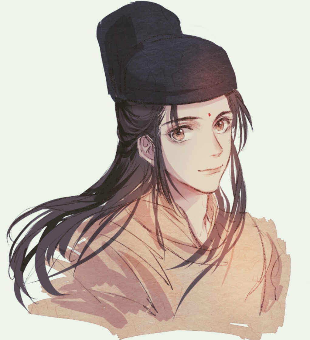 1boy, bacteriashintaro, black_hat, brown_eyes, brown_hair, chinese_clothes, chinese_commentary, closed_mouth